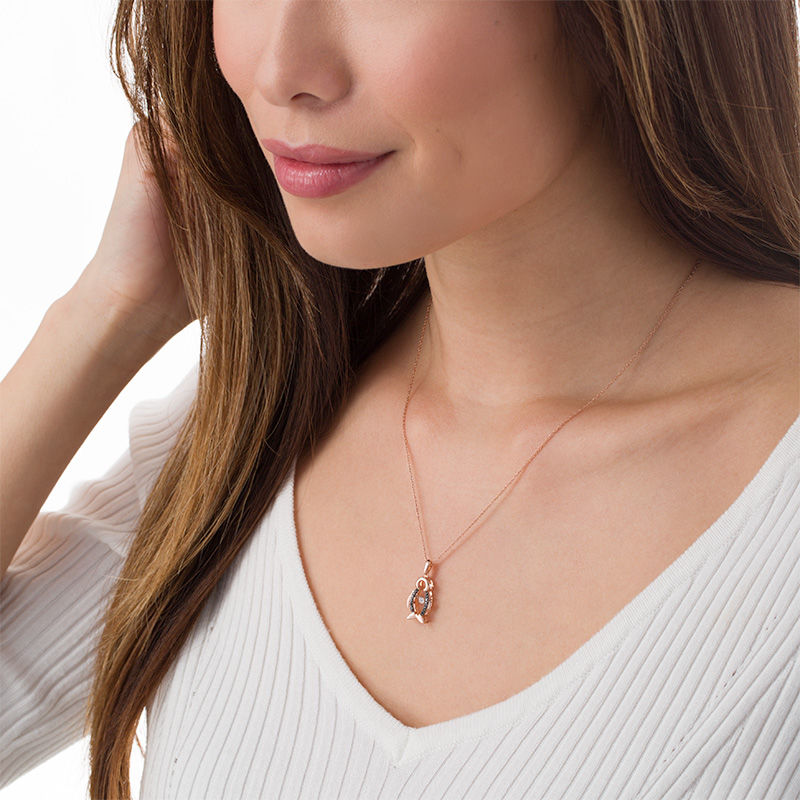 Main Image 2 of Unstoppable Love™ 0.066 CT. T.W. Enhanced Black and White Diamond Pendant in Sterling Silver with 14K Rose Gold Plate