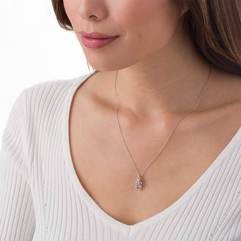 Main Image 2 of Unstoppable Love™ Diamond Accent Snowman Outline Pendant in Sterling Silver