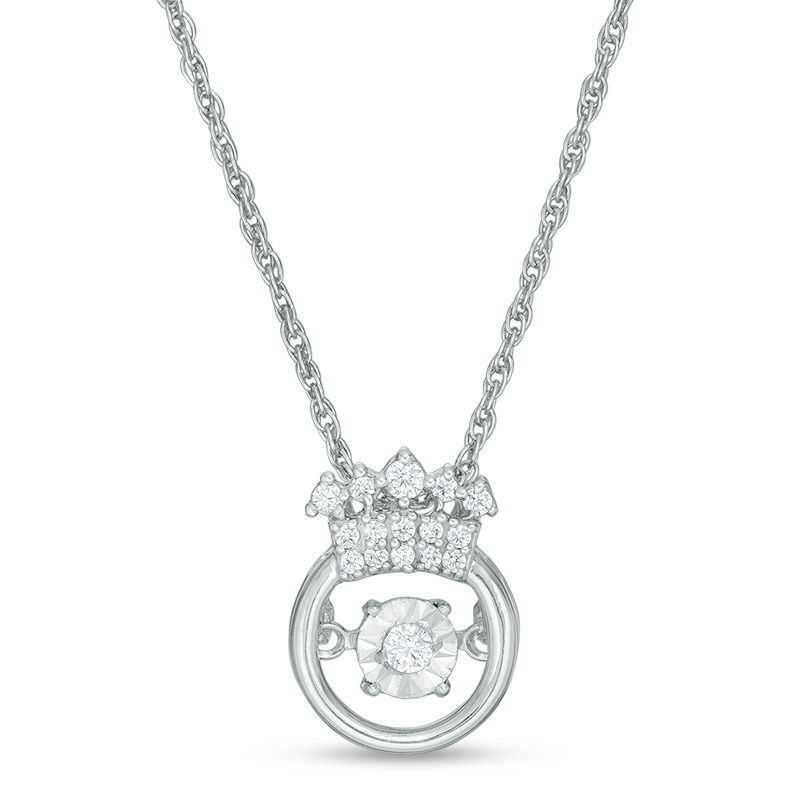 Unstoppable Love™ 0.085 CT. T.W. Diamond Mini Crown with Circle Pendant in Sterling Silver