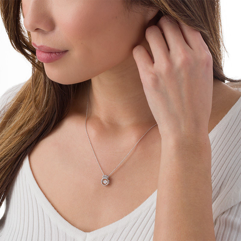 Unstoppable Love™ 0.085 CT. T.W. Diamond Mini Crown with Circle Pendant in Sterling Silver