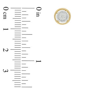 Multi-Diamond Accent Double Frame Stud Earrings in Sterling Silver with 14K Gold Plate