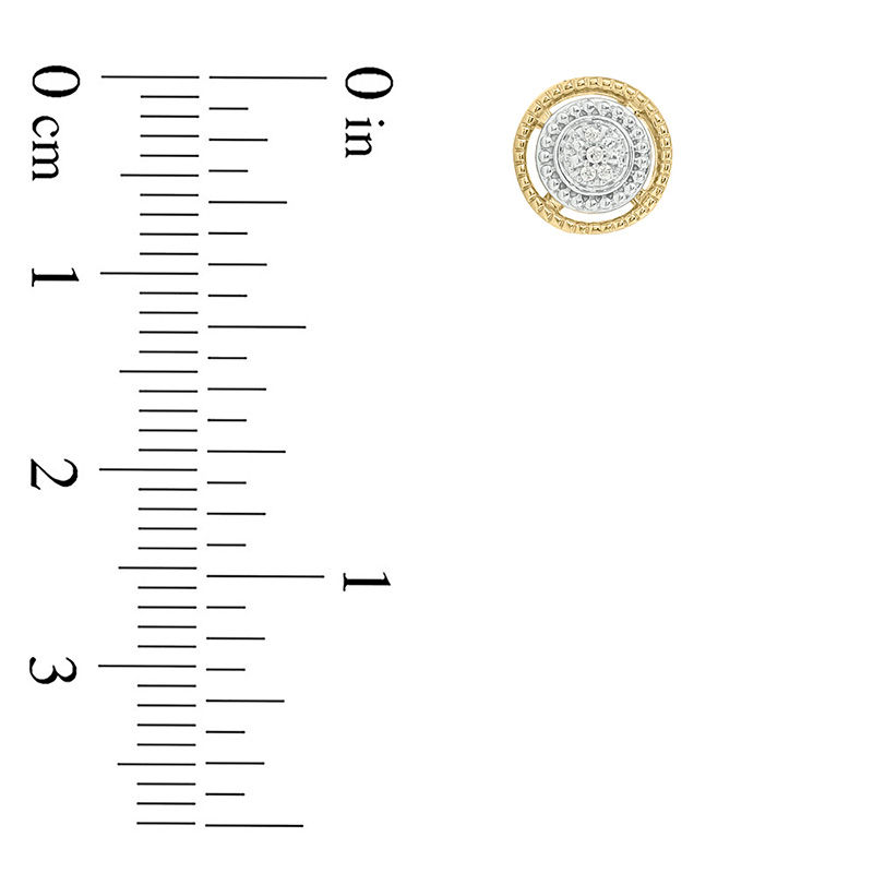 Main Image 2 of Multi-Diamond Accent Double Frame Stud Earrings in Sterling Silver with 14K Gold Plate