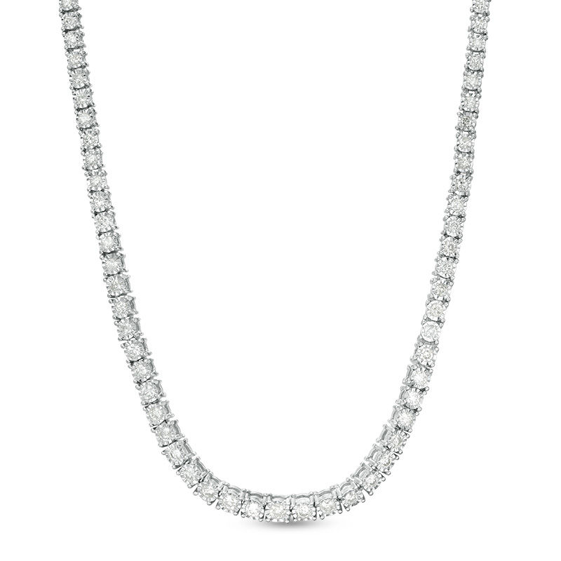 2.95 CT. T.W. Diamond Tennis Necklace in 10K White Gold|Peoples Jewellers