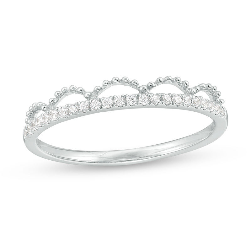 0.10 CT. T.W. Diamond Scallop Tiara Ring in 10K White Gold|Peoples Jewellers