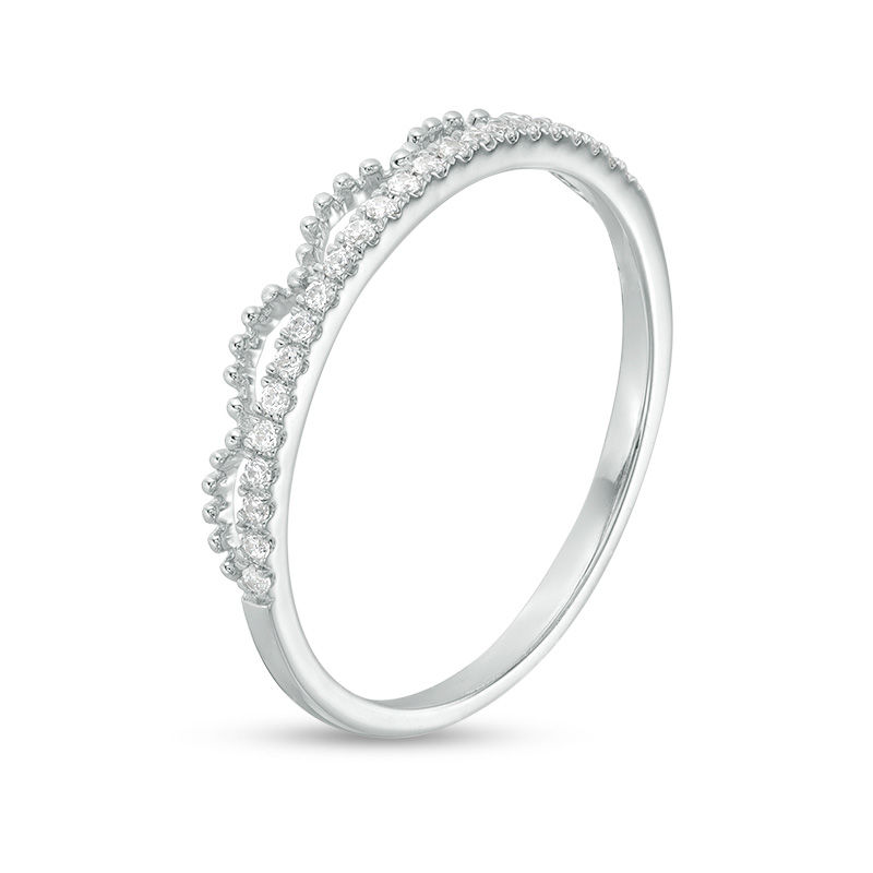0.10 CT. T.W. Diamond Scallop Tiara Ring in 10K White Gold