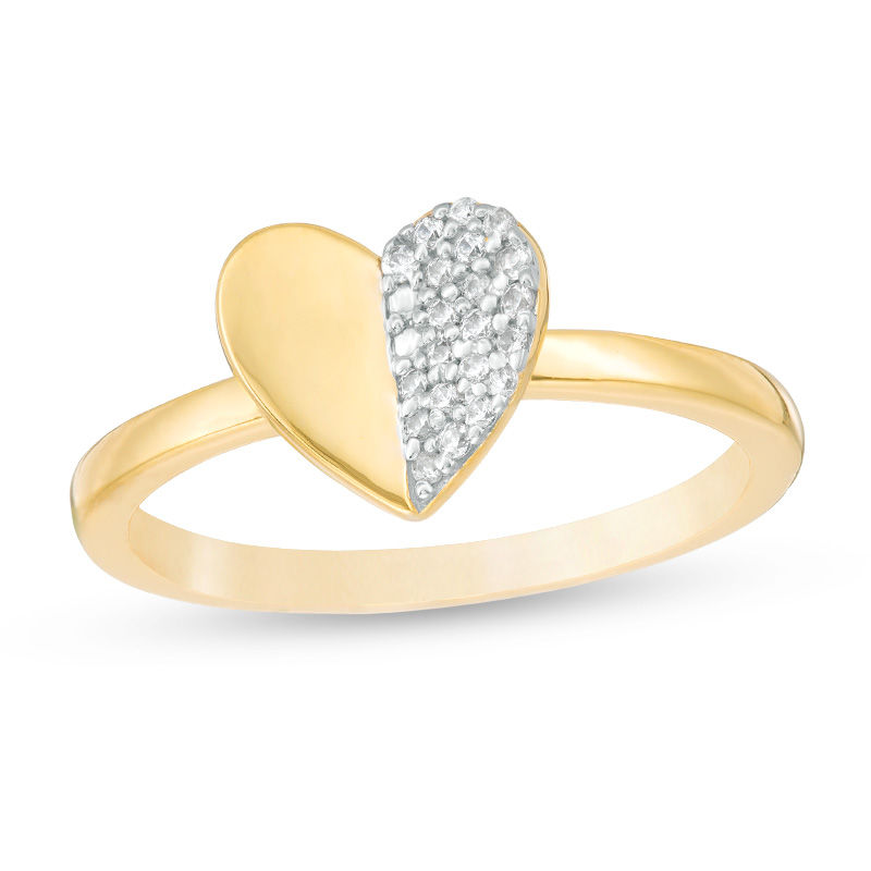 0.10 CT. T.W. Diamond Laser-Cut Heart Ring in 10K Gold