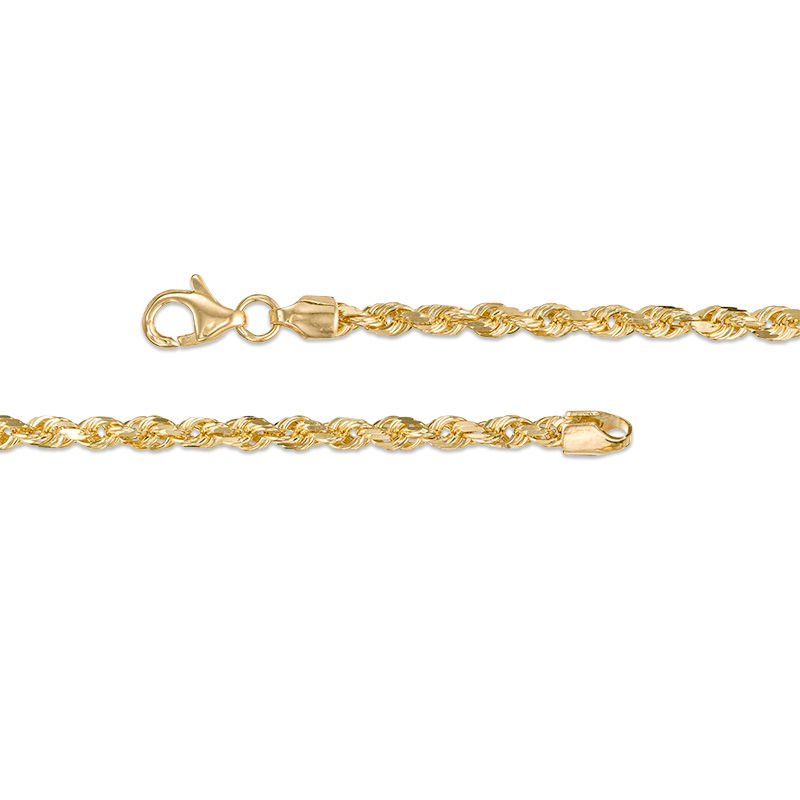 Main Image 3 of Men's 3.0mm Diamond-Cut Rope Chain Bracelet in Solid 14K Gold - 8.0"