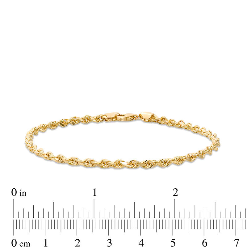 Main Image 4 of Men's 3.0mm Diamond-Cut Rope Chain Bracelet in Solid 14K Gold - 8.0"