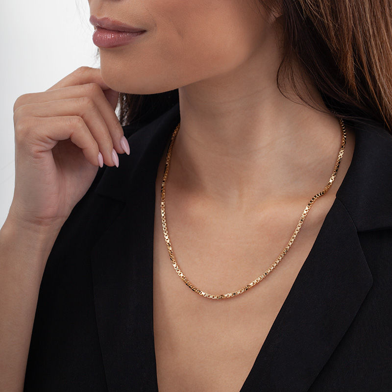Main Image 2 of 2.5mm Box Chain Necklace in Hollow 14K Gold - 20"