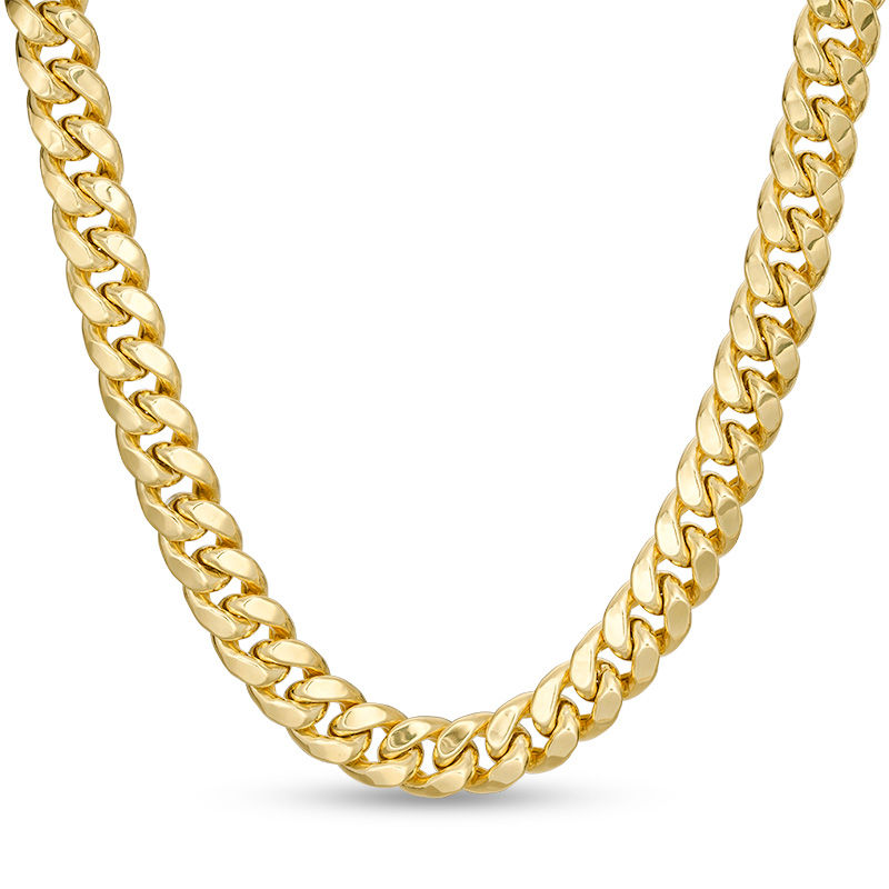 Men's 10.7mm Cuban Curb Chain Necklace in Hollow 14K Gold - 26"|Peoples Jewellers