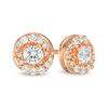 Thumbnail Image 1 of 0.50 CT. T.W. Diamond Frame Swirl Stud Earrings in 14K Rose Gold