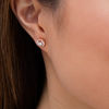Thumbnail Image 2 of 0.50 CT. T.W. Diamond Frame Swirl Stud Earrings in 14K Rose Gold