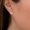Thumbnail Image 2 of 0.50 CT. T.W. Diamond Cushion Frame Stud Earrings in 14K White Gold