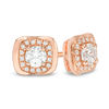Thumbnail Image 0 of 0.50 CT. T.W. Diamond Cushion Frame Stud Earrings in 14K Rose Gold
