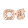 Thumbnail Image 1 of 0.50 CT. T.W. Diamond Cushion Frame Stud Earrings in 14K Rose Gold