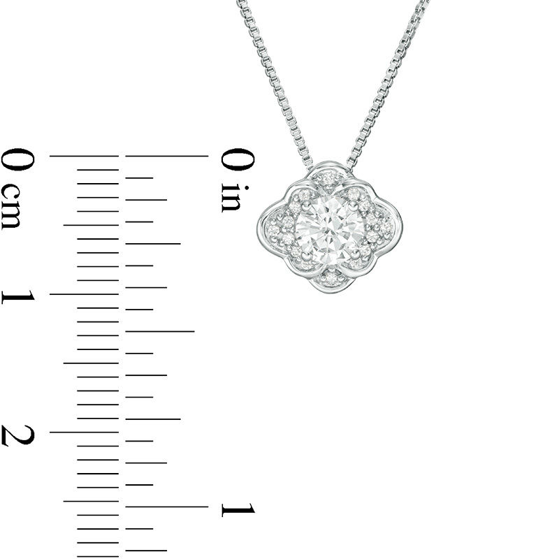 Main Image 3 of 0.51 CT. T.W. Diamond Scallop Frame Pendant in 10K White Gold