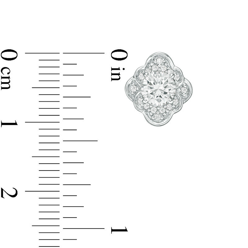 Main Image 3 of 1.02 CT. T.W. Diamond Scallop Frame Stud Earrings in 10K White Gold
