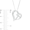 Thumbnail Image 2 of Lab-Created White Sapphire Tilted Heart with Cross Pendant in Sterling Silver