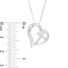 Thumbnail Image 3 of Lab-Created White Sapphire Tilted Heart with Cross Pendant in Sterling Silver