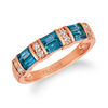 Thumbnail Image 1 of Le Vian® Deep Sea Blue Topaz™ and Crème Brûlée Diamonds™ 0.13 CT. T.W. Diamond Double Row Ring in 14K Strawberry Gold™