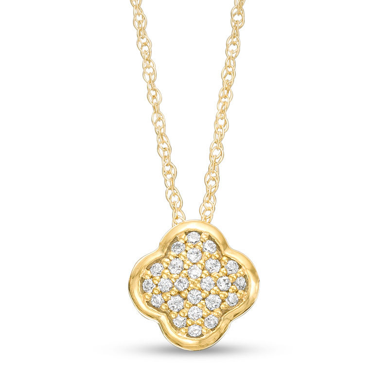 Main Image 1 of 0.07 CT. T.W. Diamond Clover Pendant in 10K Gold
