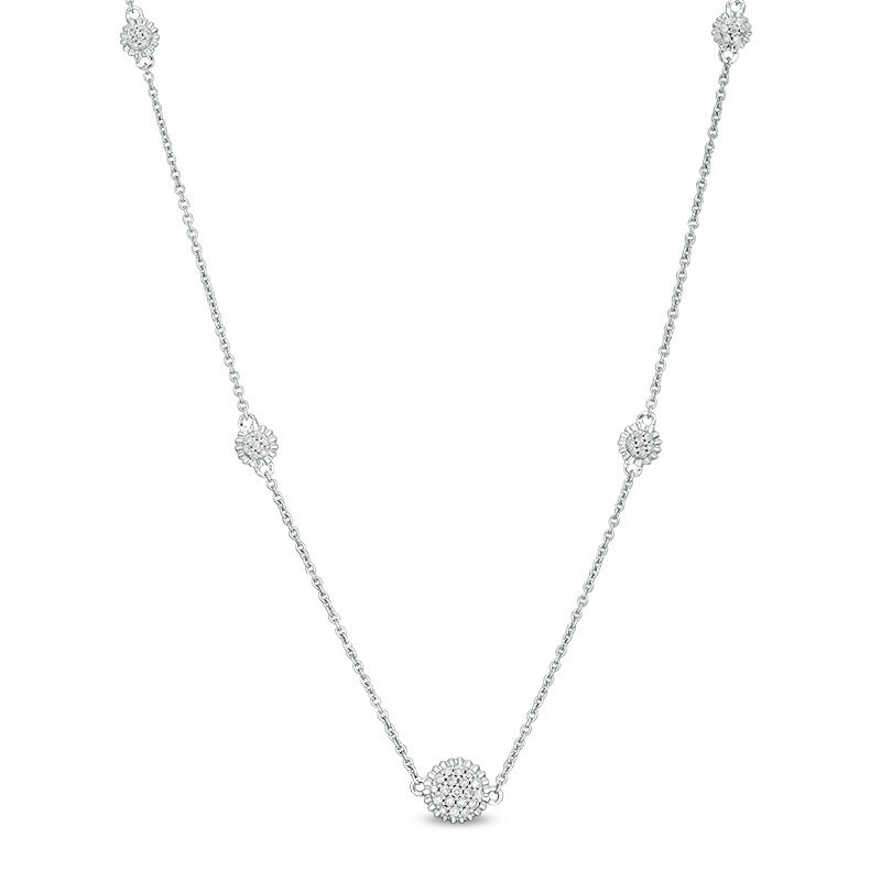 0.18 CT. T.W. Composite Diamond Station Necklace in 10K White Gold