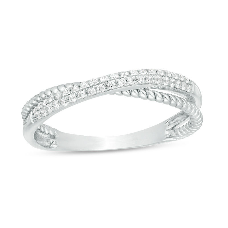 0.12 CT. T.W. Diamond Twist Crossover Ring in 10K White Gold