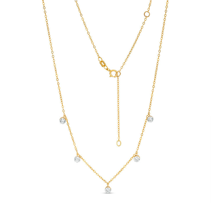 0.05 CT. T.W. Diamond Station-Drop Necklace in 10K Gold|Peoples Jewellers