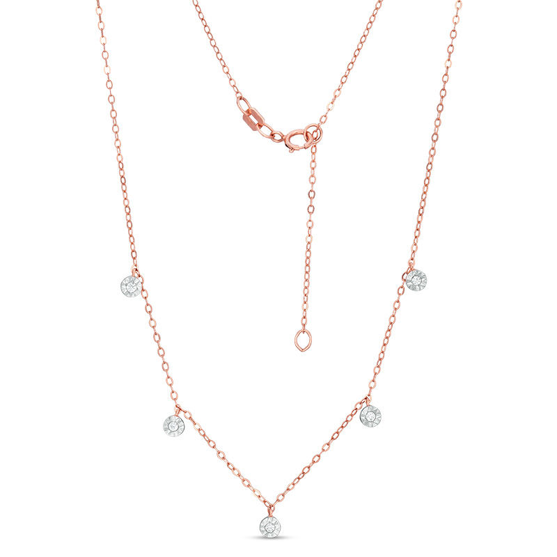 0.05 CT. T.W. Diamond Station-Drop Necklace in 10K Rose Gold