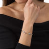 Thumbnail Image 2 of Diamond Accent Heart and "MOM" Open Flex Bangle in Sterling Silver - 7.5"