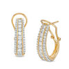 Thumbnail Image 1 of 1.00 CT. T.W. Diamond Graduated Multi-Row J-Hoop Earrings in 10K Gold