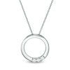 Thumbnail Image 1 of 0.10 CT. T.W. Diamond Three Stone Open Circle Pendant in 10K White Gold