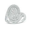 Thumbnail Image 0 of 1.00 CT. T.W. Composite Diamond Oval Bypass Frame Ring in 10K White Gold