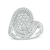 1.00 CT. T.W. Composite Diamond Oval Bypass Frame Ring in 10K White Gold