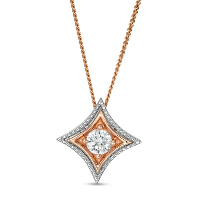 0.18 CT. Certified Canadian Diamond Solitaire Pendant in 10K Two-Tone Gold (I/I2)