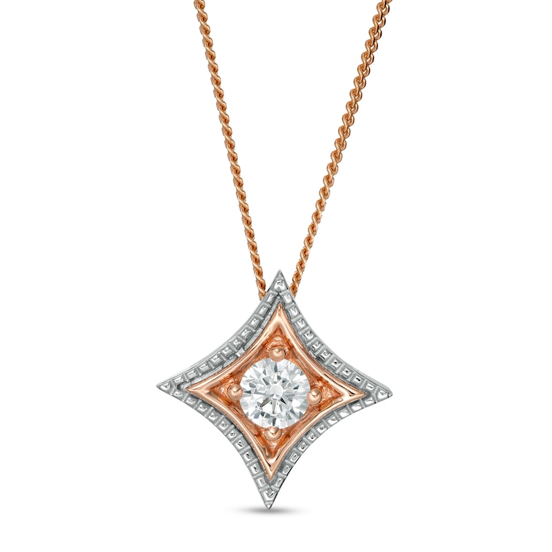 0.18 CT. Certified Canadian Diamond Solitaire Pendant in 10K Two-Tone Gold (I/I2)|Peoples Jewellers