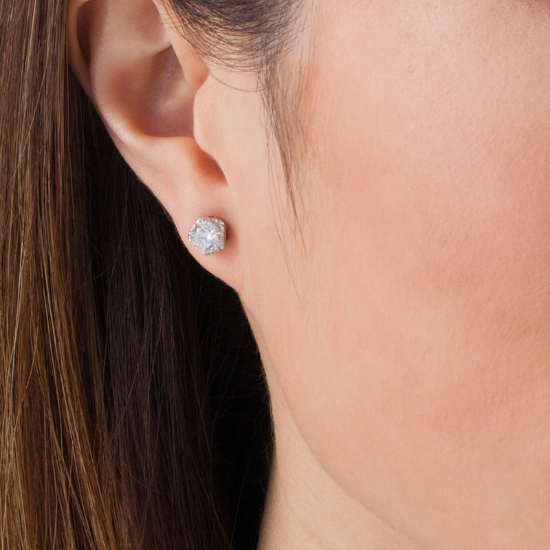 Main Image 2 of Peoples 100-Year Anniversary 0.75 CT. T.W. Certified Canadian Diamond Solitaire Stud Earrings in 14K White Gold (I/I1)