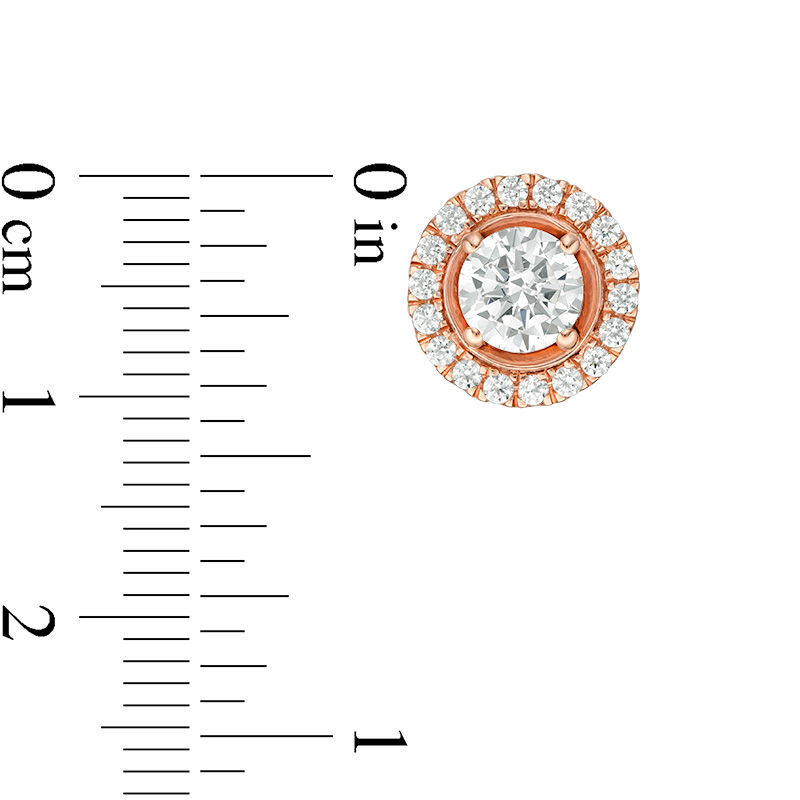 Main Image 3 of 2.00 CT. T.W. Diamond Frame Stud Earrings in 14K Rose Gold