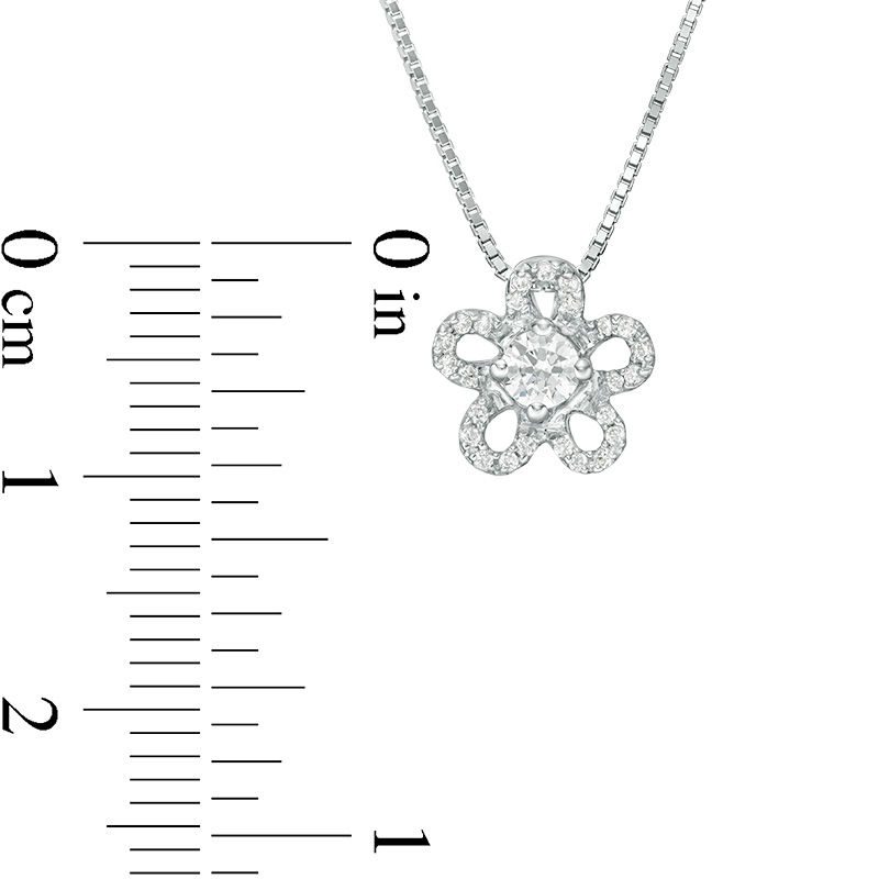 0.25 CT. T.W. Diamond Flower Pendant in 10K White Gold