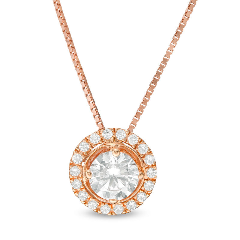 Main Image 1 of 0.40 CT. T.W. Diamond Frame Pendant in 14K Rose Gold
