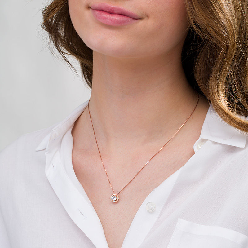 Main Image 2 of 0.40 CT. T.W. Diamond Frame Pendant in 14K Rose Gold
