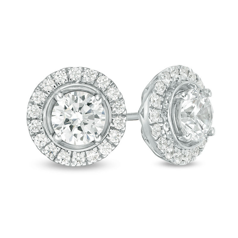 2.00 CT. T.W. Diamond Frame Stud Earrings in 14K White Gold|Peoples Jewellers