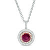 Thumbnail Image 1 of EFFY™ Collection 5.0mm Ruby and 0.13 CT. T.W. Diamond Double Frame Pendant in 14K Two-Tone Gold
