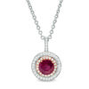 Thumbnail Image 0 of EFFY™ Collection 5.0mm Ruby and 0.13 CT. T.W. Diamond Double Frame Pendant in 14K Two-Tone Gold