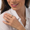 Thumbnail Image 1 of EFFY™ Collection Emerald and 0.23 CT. T.W. Diamond Alternating Stackable Ring in 14K Gold