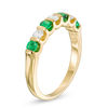 Thumbnail Image 2 of EFFY™ Collection Emerald and 0.23 CT. T.W. Diamond Alternating Stackable Ring in 14K Gold