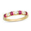 Thumbnail Image 1 of EFFY™ Collection Ruby and 0.23 CT. T.W. Diamond Alternating Stackable Ring in 14K Gold