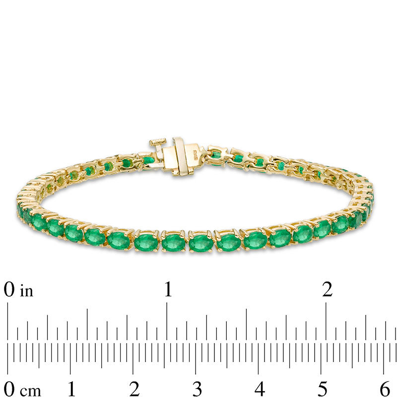 Main Image 4 of EFFY™ Collection Oval Emerald Tennis Bracelet in 14K Gold