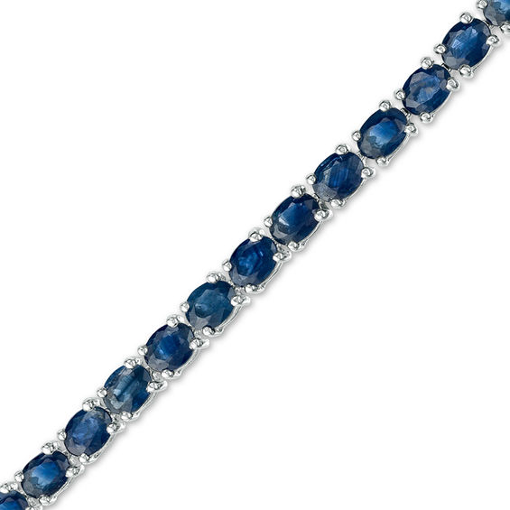EFFY™ Collection Oval Blue Sapphire Tennis Bracelet in 14K White Gold ...