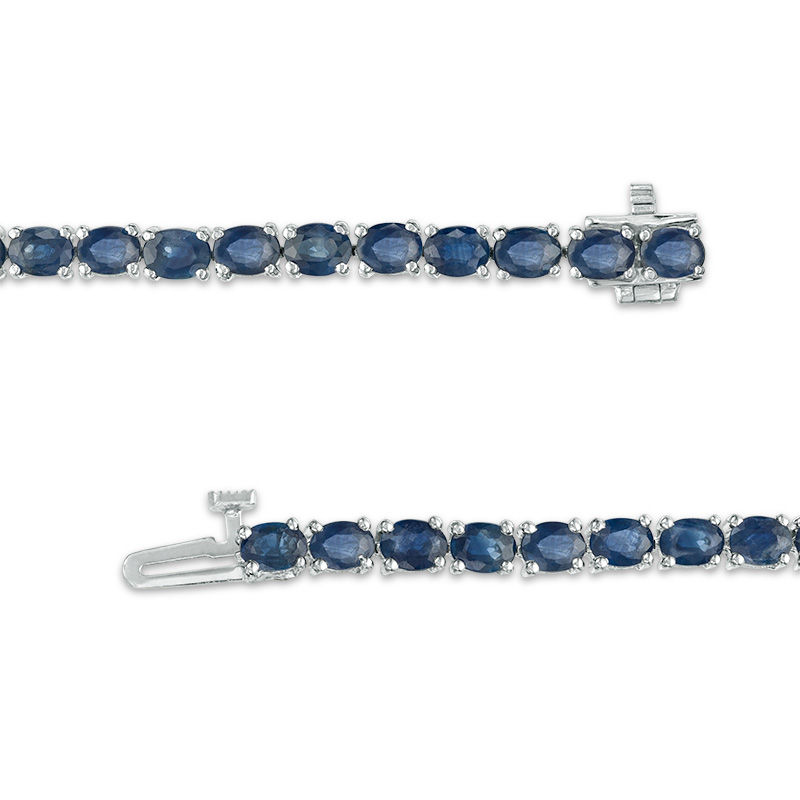 Main Image 3 of EFFY™ Collection Oval Blue Sapphire Tennis Bracelet in 14K White Gold